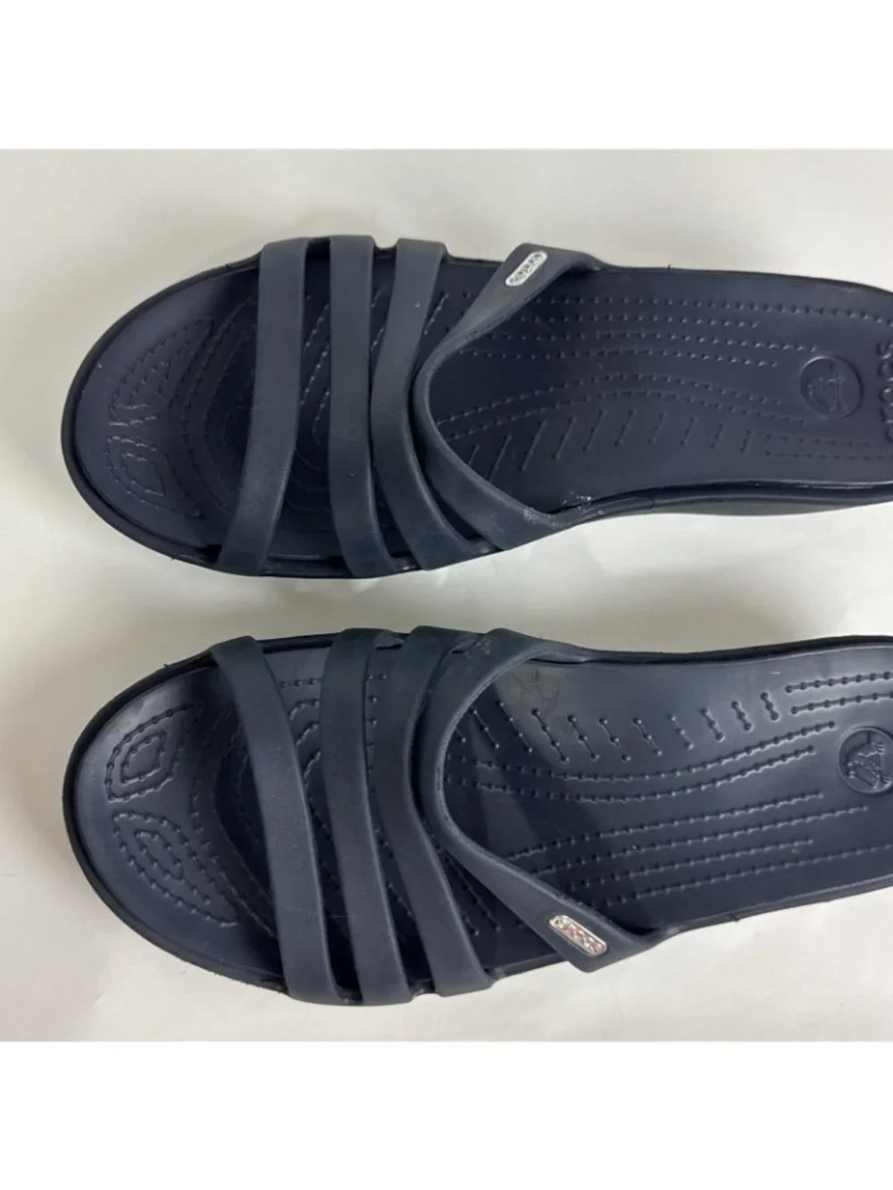Crocs Navy Blue Rhonda Wedge Slip On Sandals Women's size 11